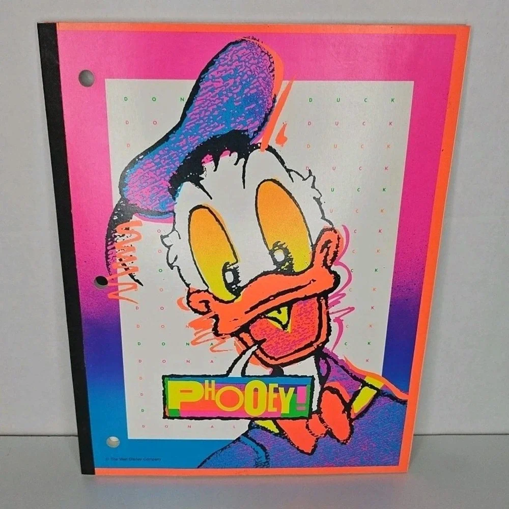 Vtg MEAD Donald Duck 3 Ring Folder & Writing Tablet 1980's Disney Stationary Rar